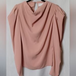 ASOS Women's Pink Pleated Cowl Neck Long  Sleeve Top. 8